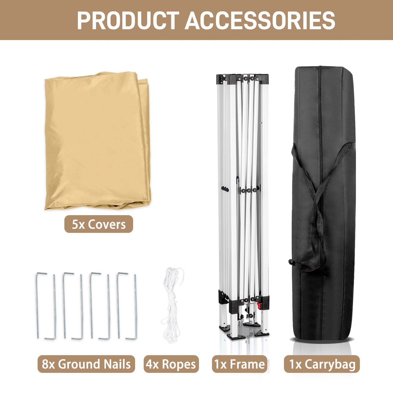 3 x 3m Two Doors & Two Windows Practical Waterproof Right-Angle Folding Tent Khaki view 8