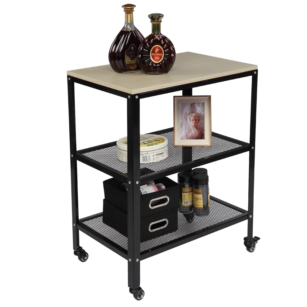 3-Tier Kitchen Microwave Cart on Wheels - Rolling Metal Frame Utility Bakers Rack Storage Shelf, White