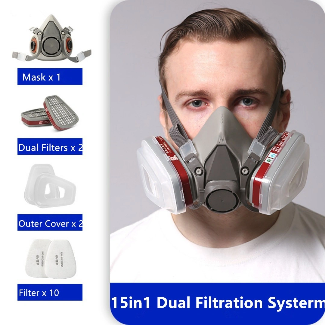 1 Pack 7in1 Half Face Mask, Two Filters Included - Facepiece (Not NIOSH approved) view 9