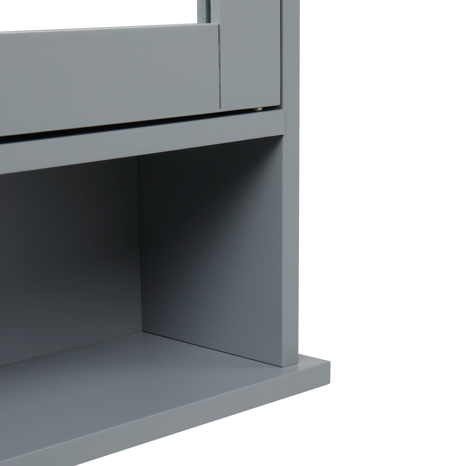 2-Door Gray Bathroom Wall Cabinet with Mirrored Doors, 1 Interior Storage Shelf, MDF Construction for Vanity & Toilet view 15