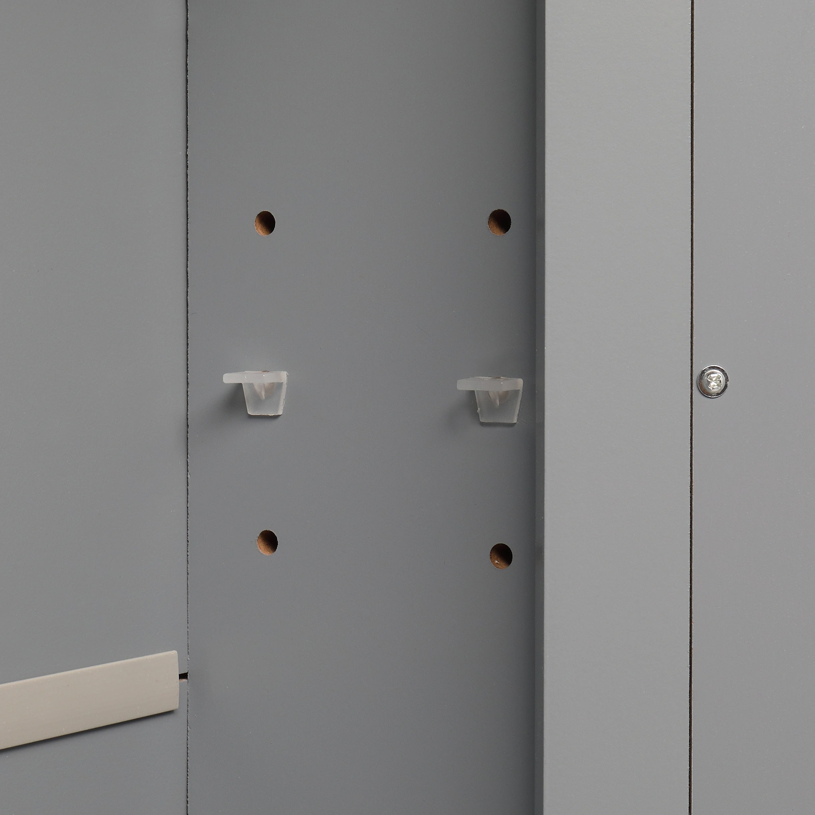 2-Door Gray Bathroom Wall Cabinet with Mirrored Doors, 1 Interior Storage Shelf, MDF Construction for Vanity & Toilet view 16