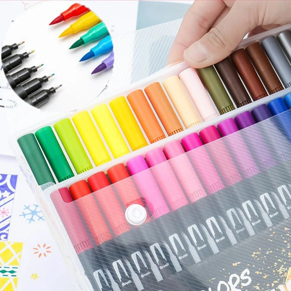 168 Colors Dual Tip Brush Markers Set, Black Barrel Watercolour Pens, Art Markers for Adult Colouring, Drawing, Sketching & Calligraphy with Carry Case view 4