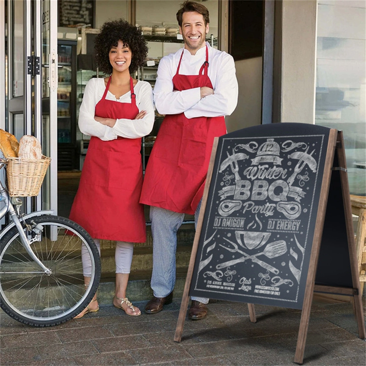 25.6" x 2.4" x 40.0" Billboard Wood A-Frame Sidewalk Signage Chalkboard