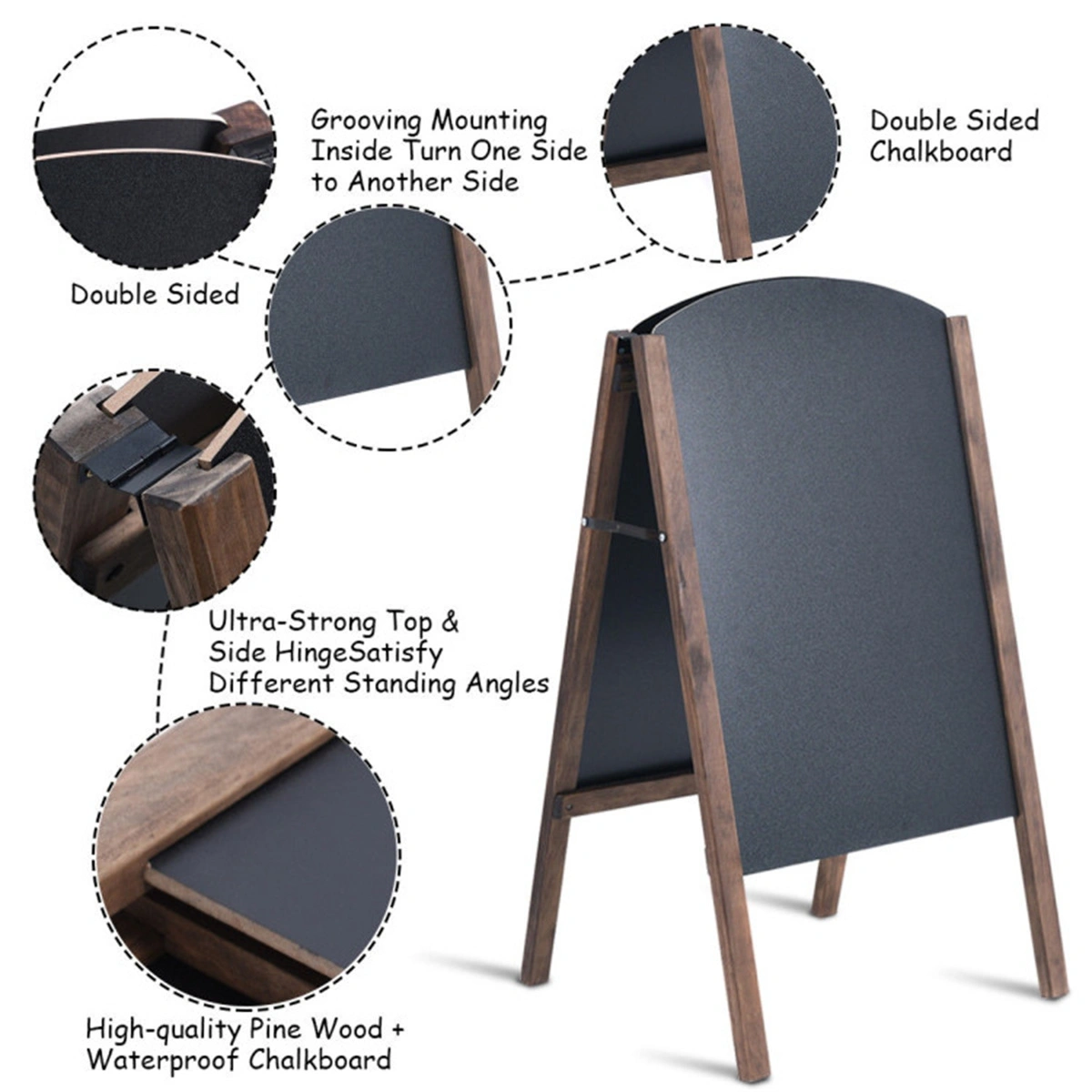 25.6" x 2.4" x 40.0" Billboard Wood A-Frame Sidewalk Signage Chalkboard view 7