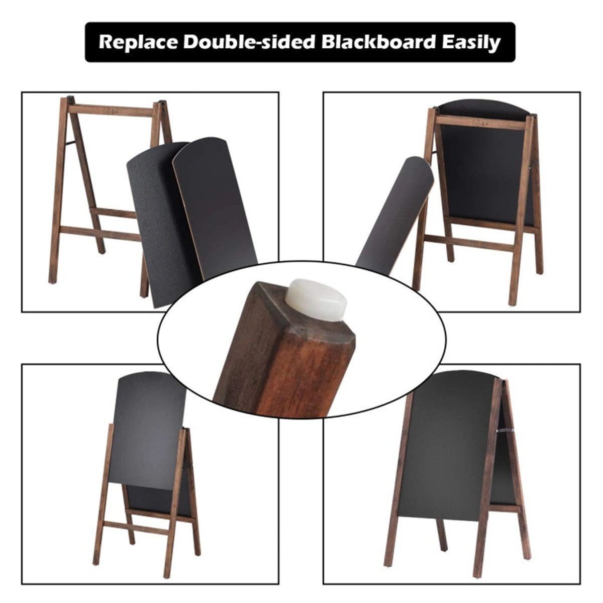 25.6" x 2.4" x 40.0" Billboard Wood A-Frame Sidewalk Signage Chalkboard view 8