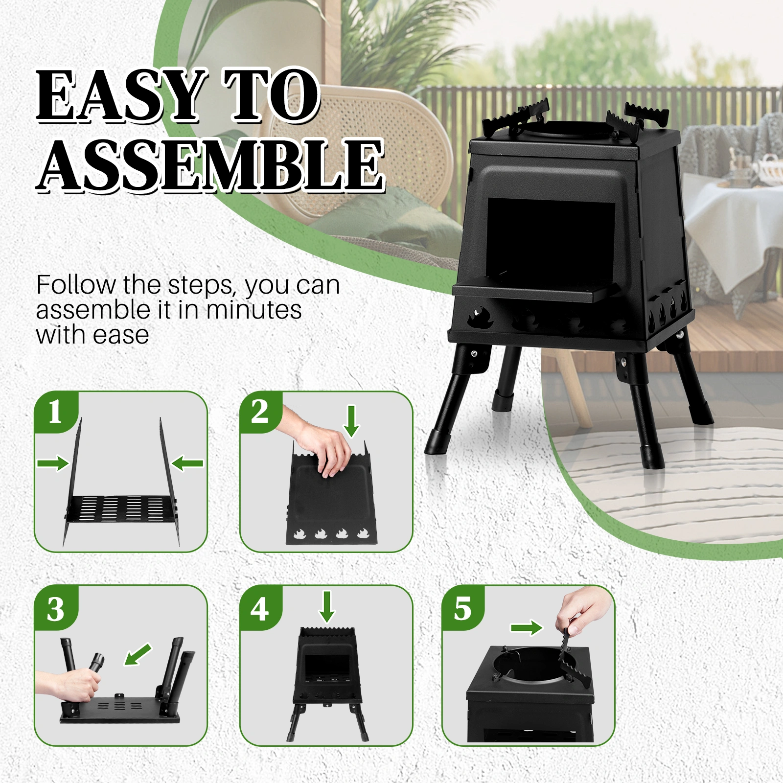 27*27*34cm wood camping stove view 11