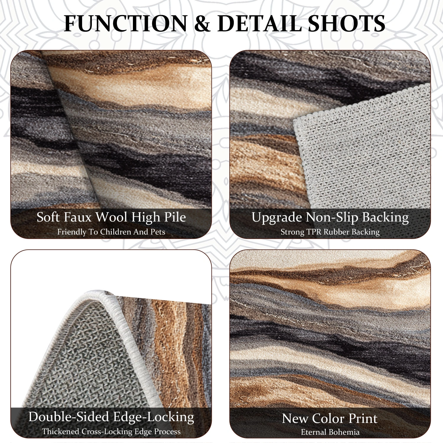 Three-piece kitchen rug set, non-slip and washable, abstract pattern kitchen hallway rug, soft and comfortable, suitable for sinks, floors, entrances, hallways and bathrooms. view 6
