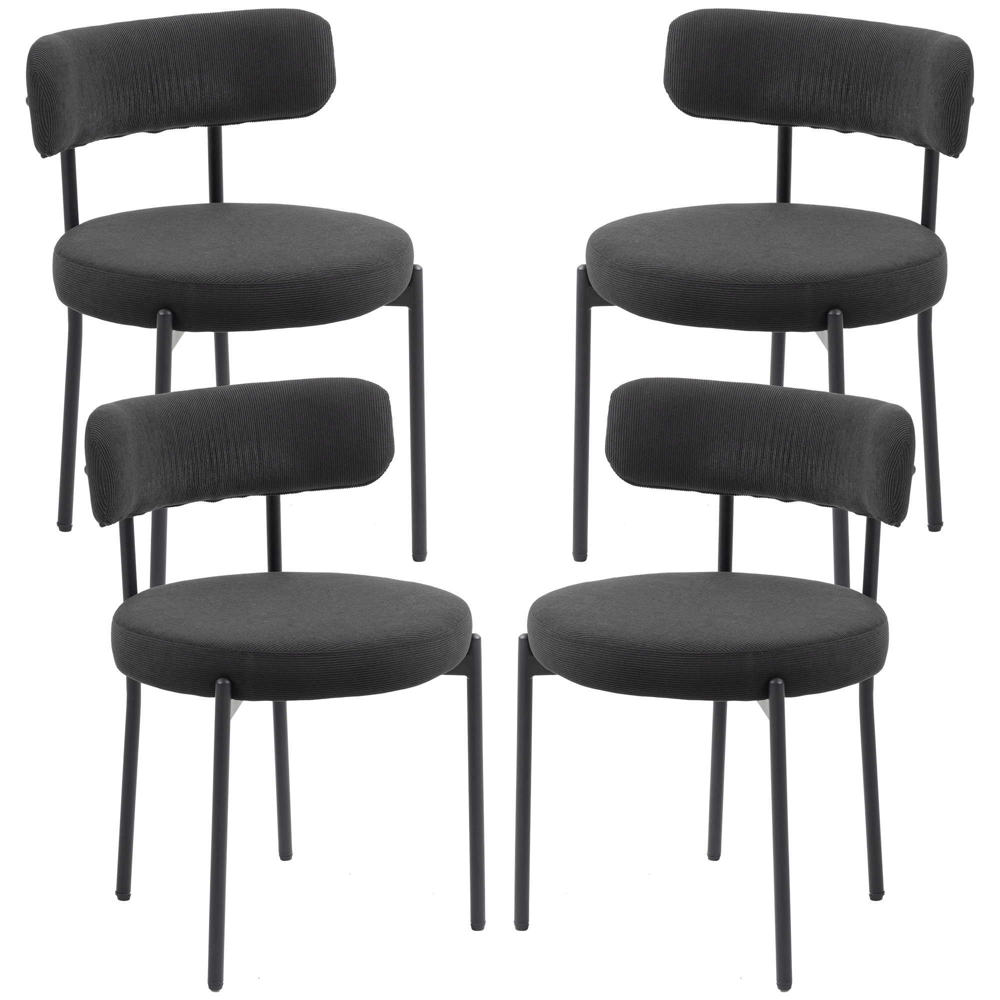 Set of 2 Accent Dining Chairs, Upholstered Fabric Seat, Sturdy Metal Frame, Space-Saving Design for Home view 2