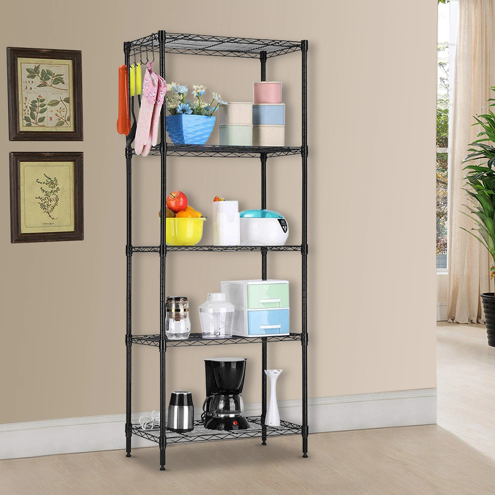 Changeable Assembly Floor Standing Carbon Steel Storage Rack Black view 30