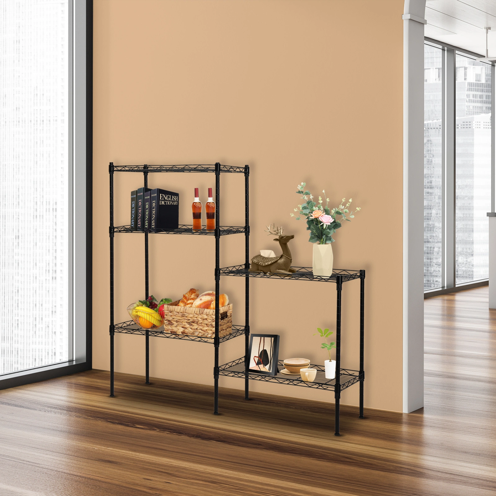 Changeable Assembly Floor Standing Carbon Steel Storage Rack Black view 33