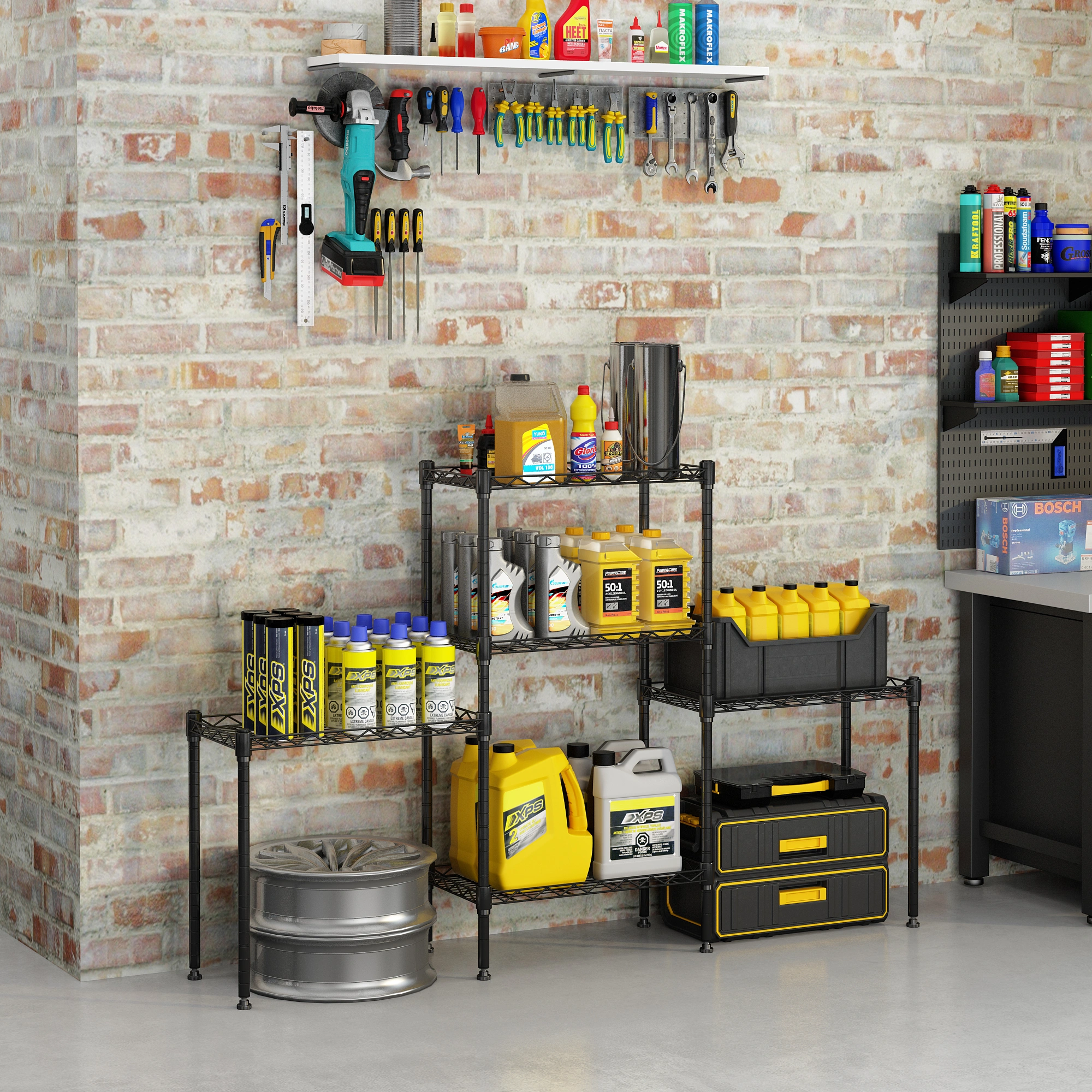 Changeable Assembly Floor Standing Carbon Steel Storage Rack Black view 38