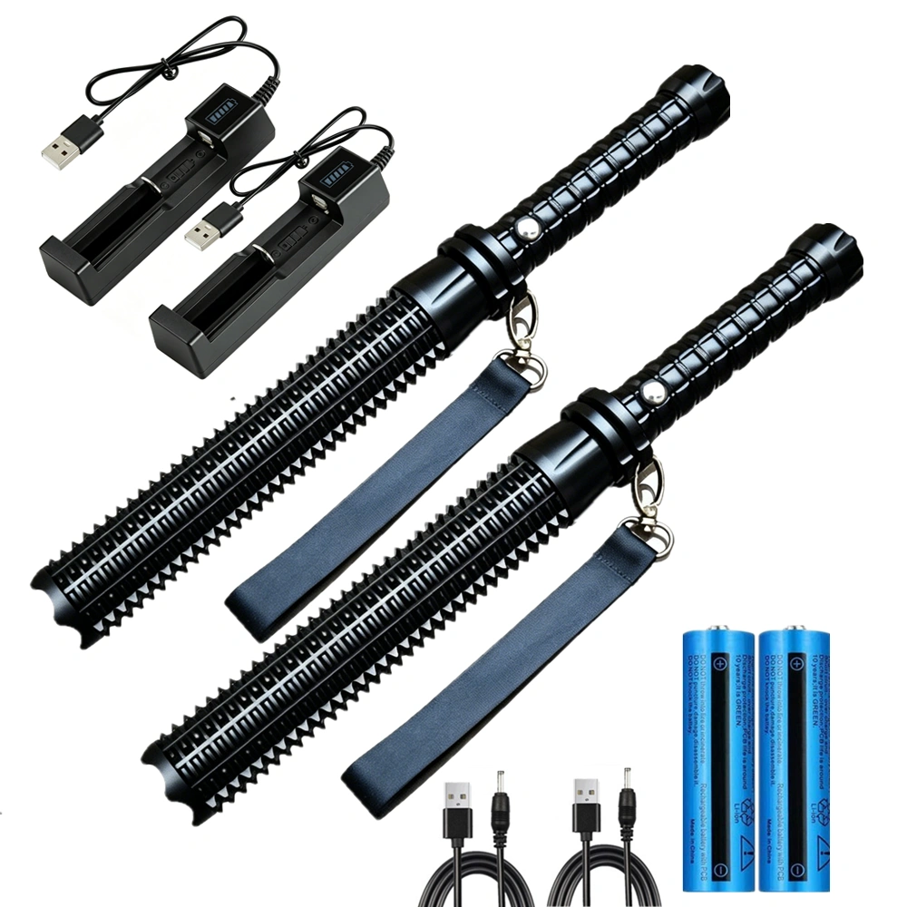 2 Pack 3-Mode USB Rechargeable LED Flashlight, Hiking Security Torch Camping Outdoor Flashlight Set