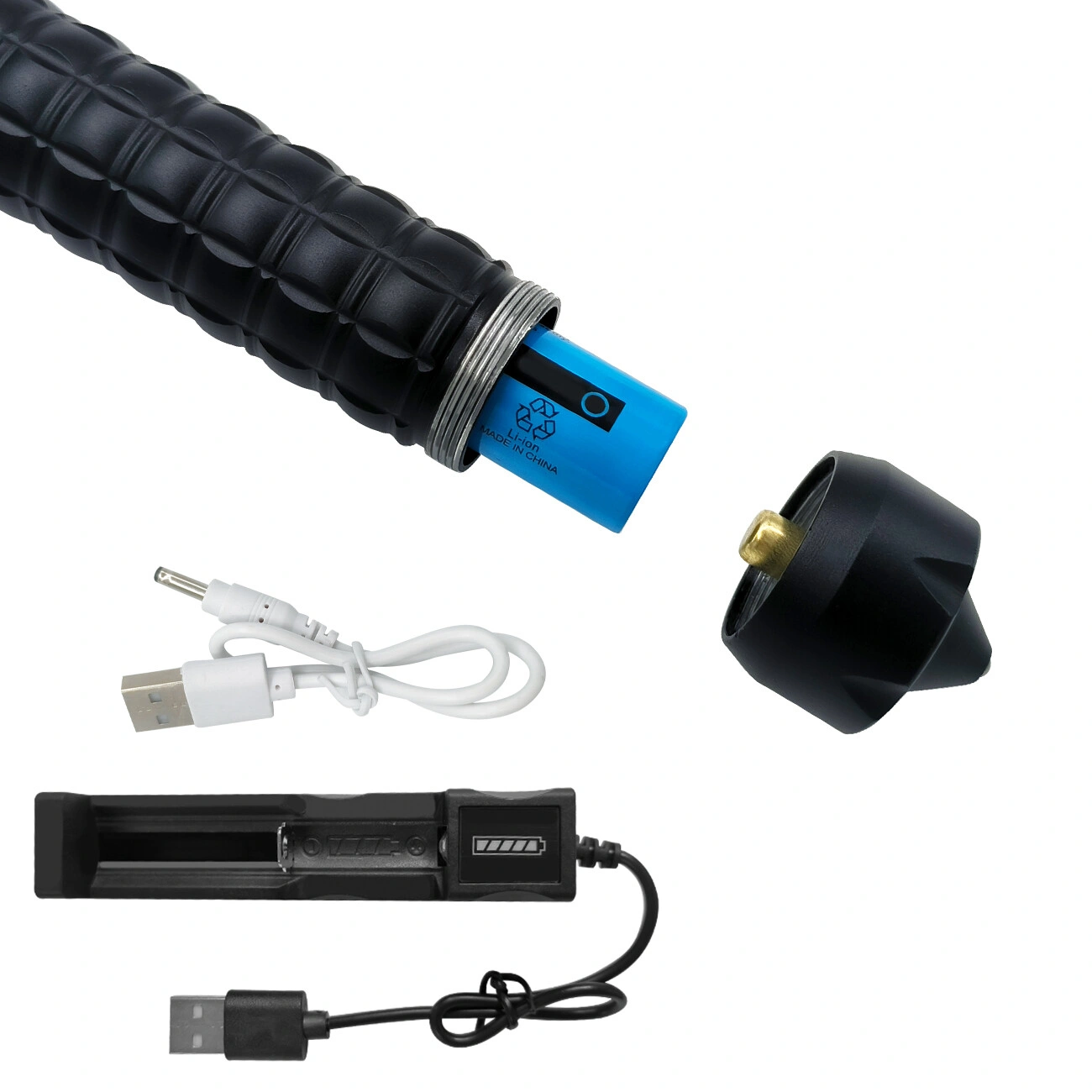 2 Pack 3-Mode USB Rechargeable LED Flashlight, Hiking Security Torch Camping Outdoor Flashlight Set view 3