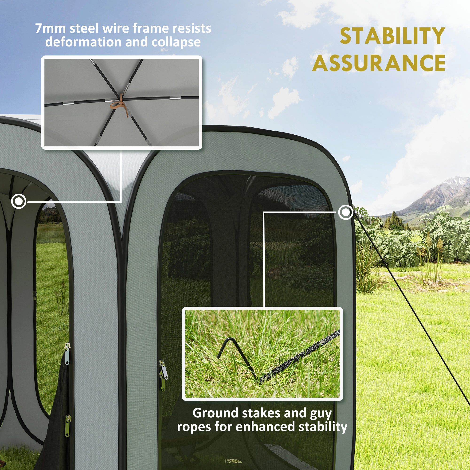 10x10 ft Pop Up Screen Tent with Mesh Walls, Instant Canopy Shelter for Camping & Events view 3