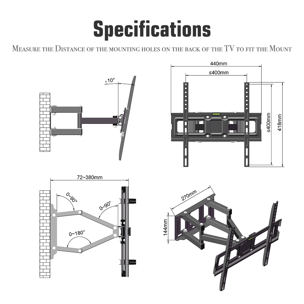 LEADZM 26-55" Double Pendulum TV Stand TMDS-105 40Kg VESA 400x400 ±10° Tilt view 2