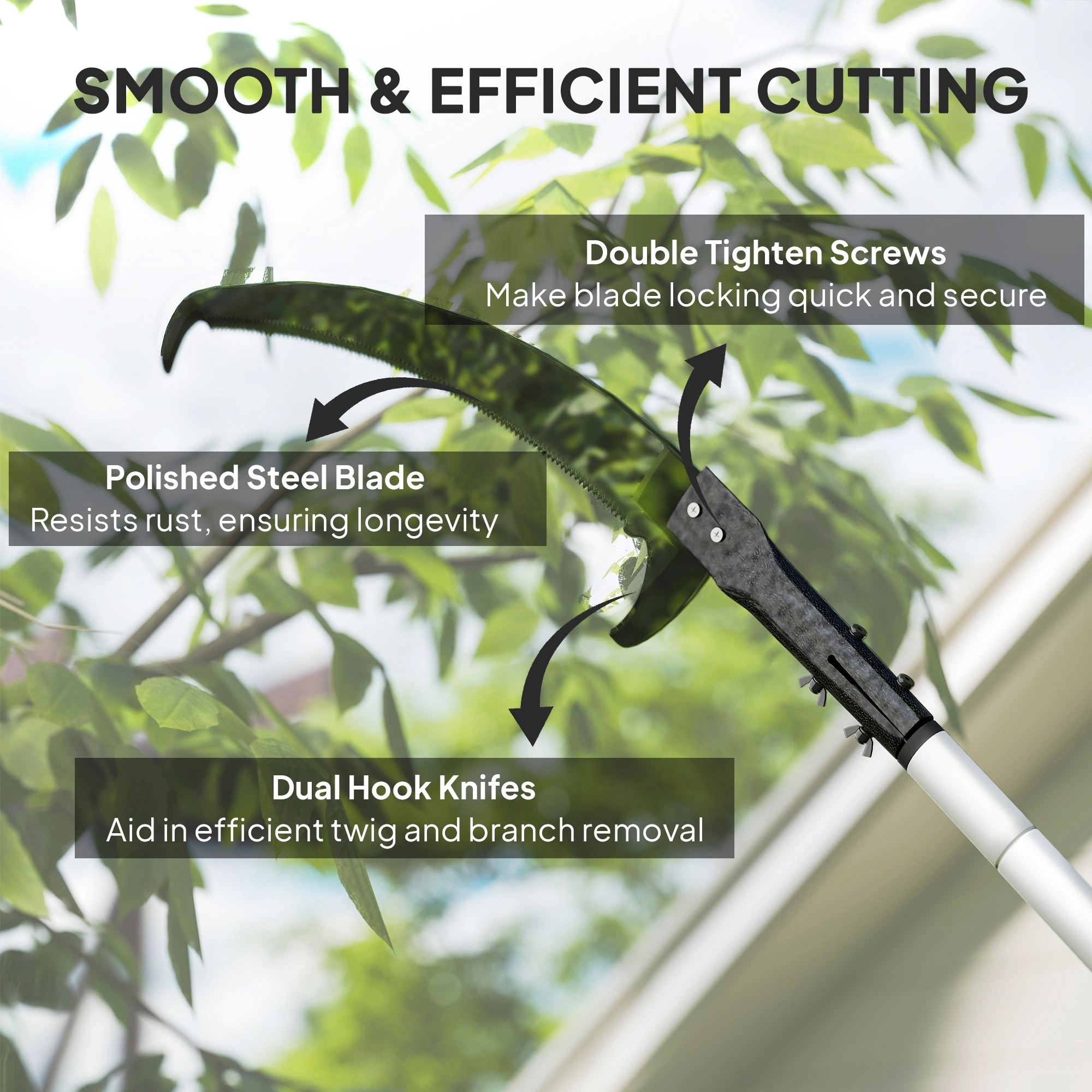 Telescopic Tree Pruner, Extendable Pole Saw 8-12FT, Lightweight Pruning Shears for High Branches, Garden Tool with Sharp Blade view 5