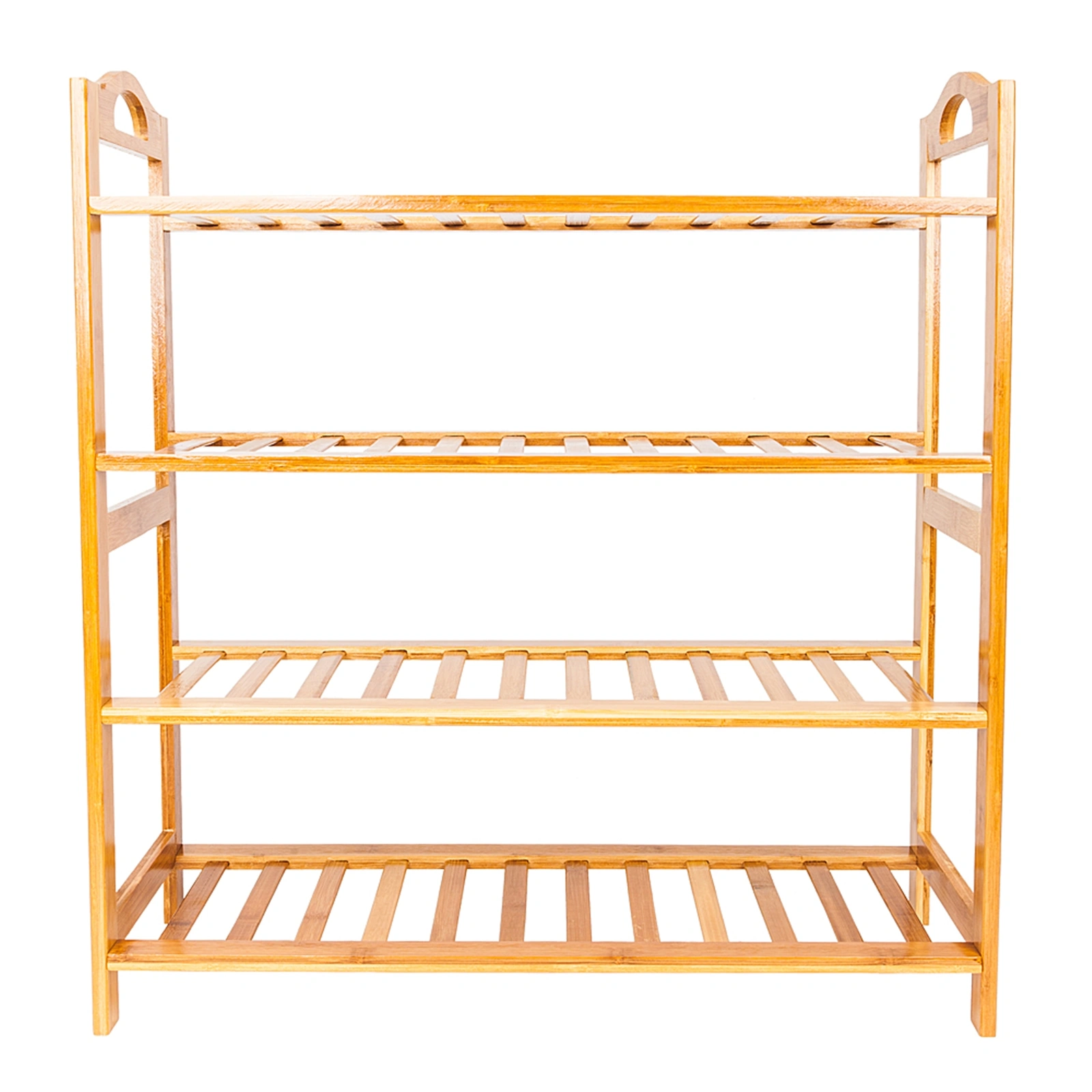 Concise 12-Batten 4 Tiers Bamboo Shoe Rack Wood Color view 2