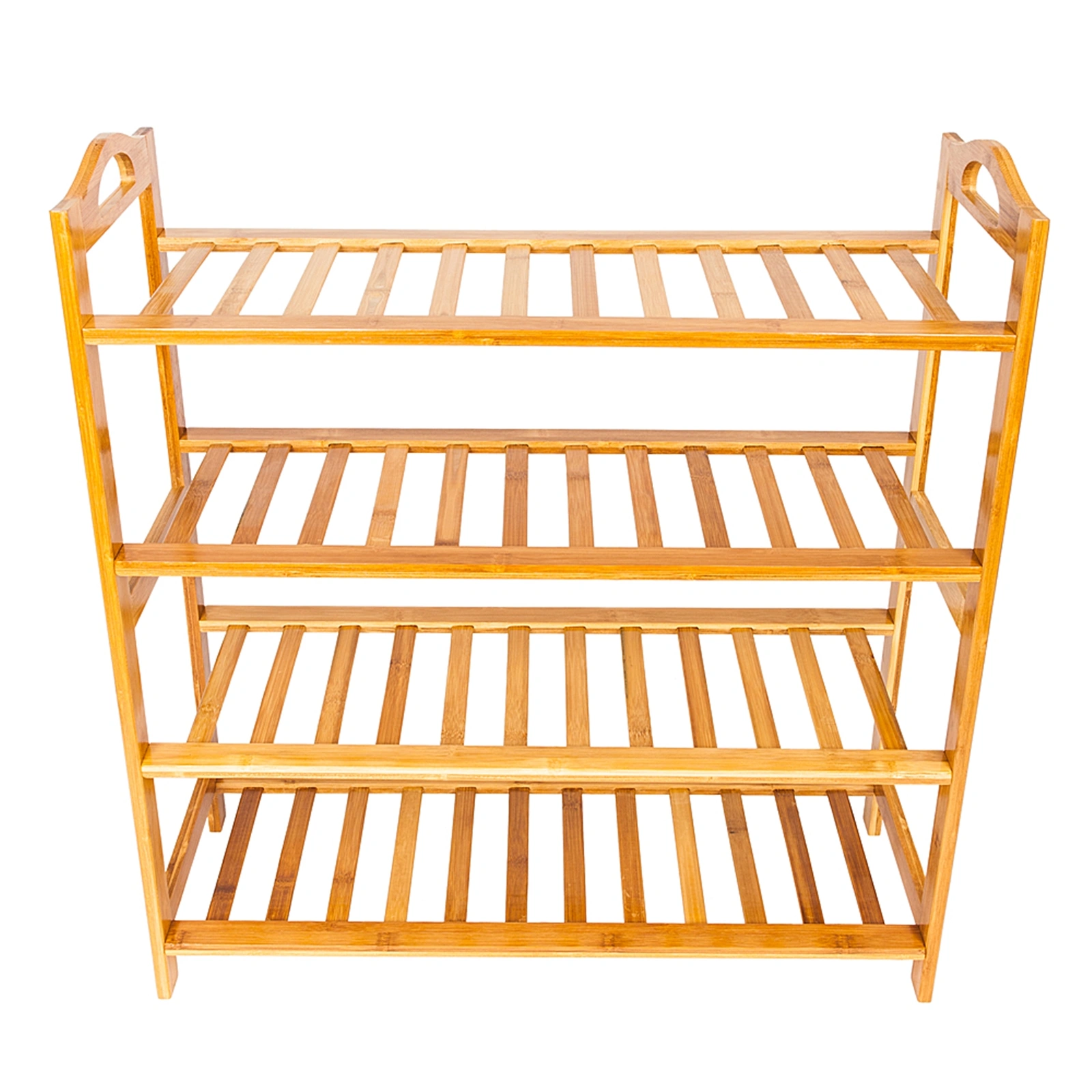 Concise 12-Batten 4 Tiers Bamboo Shoe Rack Wood Color view 3
