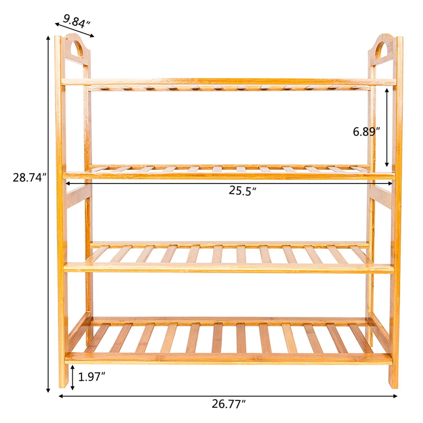 Concise 12-Batten 4 Tiers Bamboo Shoe Rack Wood Color view 8
