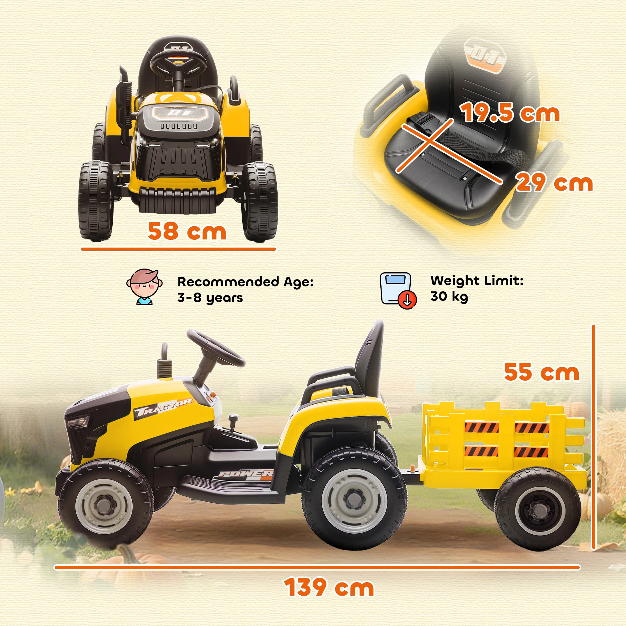 Electric Truck Car for Kids, Ride-On Vehicle with Remote Control, LED Lights, Music, Rechargeable Battery view 2