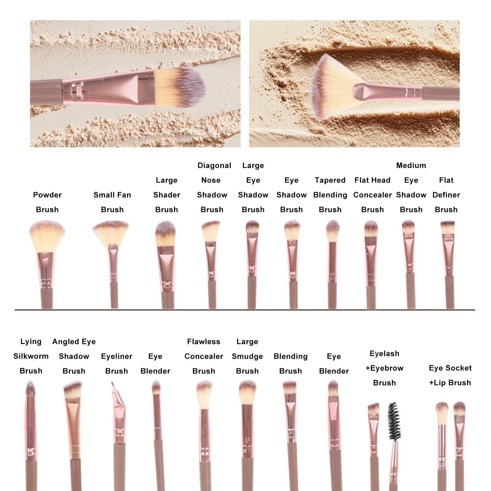 25PCS Makeup Brush Set, Pink Concealer Blush Foundation Eyeshadow Cosmetic Brush Kit, Professional Makeup Tools view 3