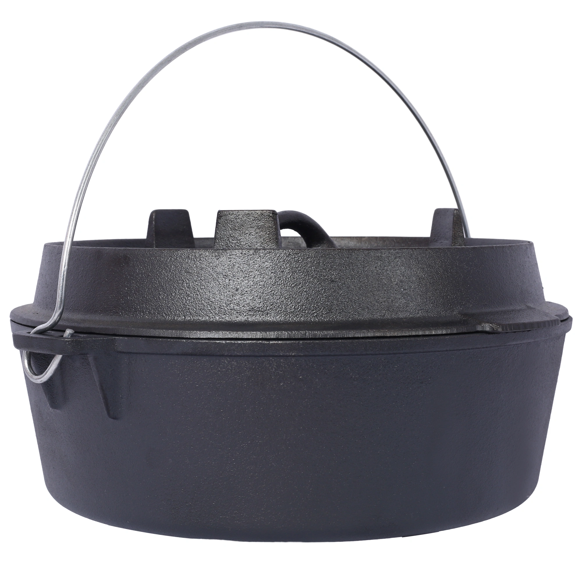 Pre-Seasoned Cast Iron Dutch Oven 6 Quart with Skillet Lid & Pot Rack, Camping Cookware for Fireplace, BBQ, Campfire Baking & Outdoor Cooking view 13