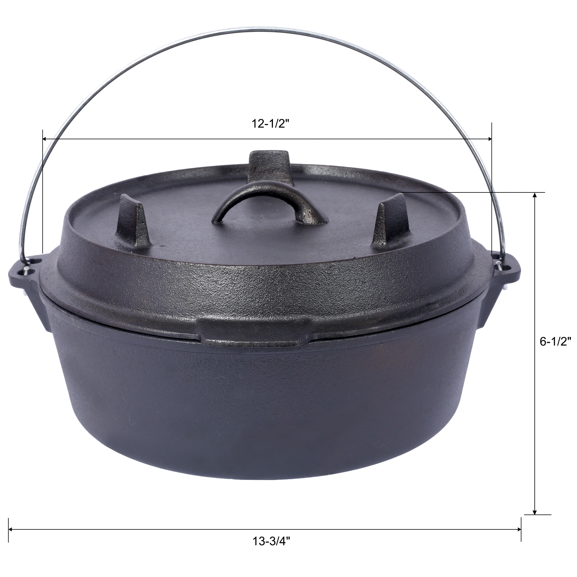 Pre-Seasoned Cast Iron Dutch Oven 6 Quart with Skillet Lid & Pot Rack, Camping Cookware for Fireplace, BBQ, Campfire Baking & Outdoor Cooking view 14