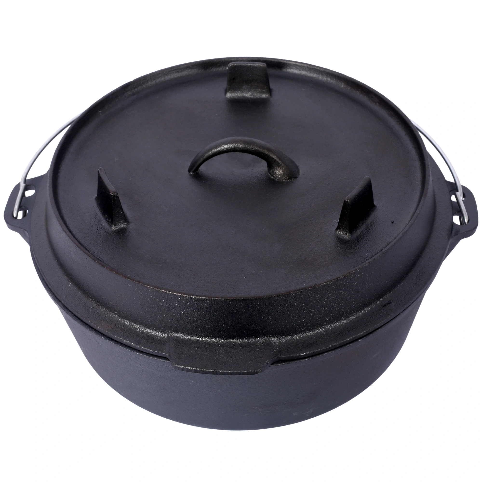Pre-Seasoned Cast Iron Dutch Oven 6 Quart with Skillet Lid & Pot Rack, Camping Cookware for Fireplace, BBQ, Campfire Baking & Outdoor Cooking view 15