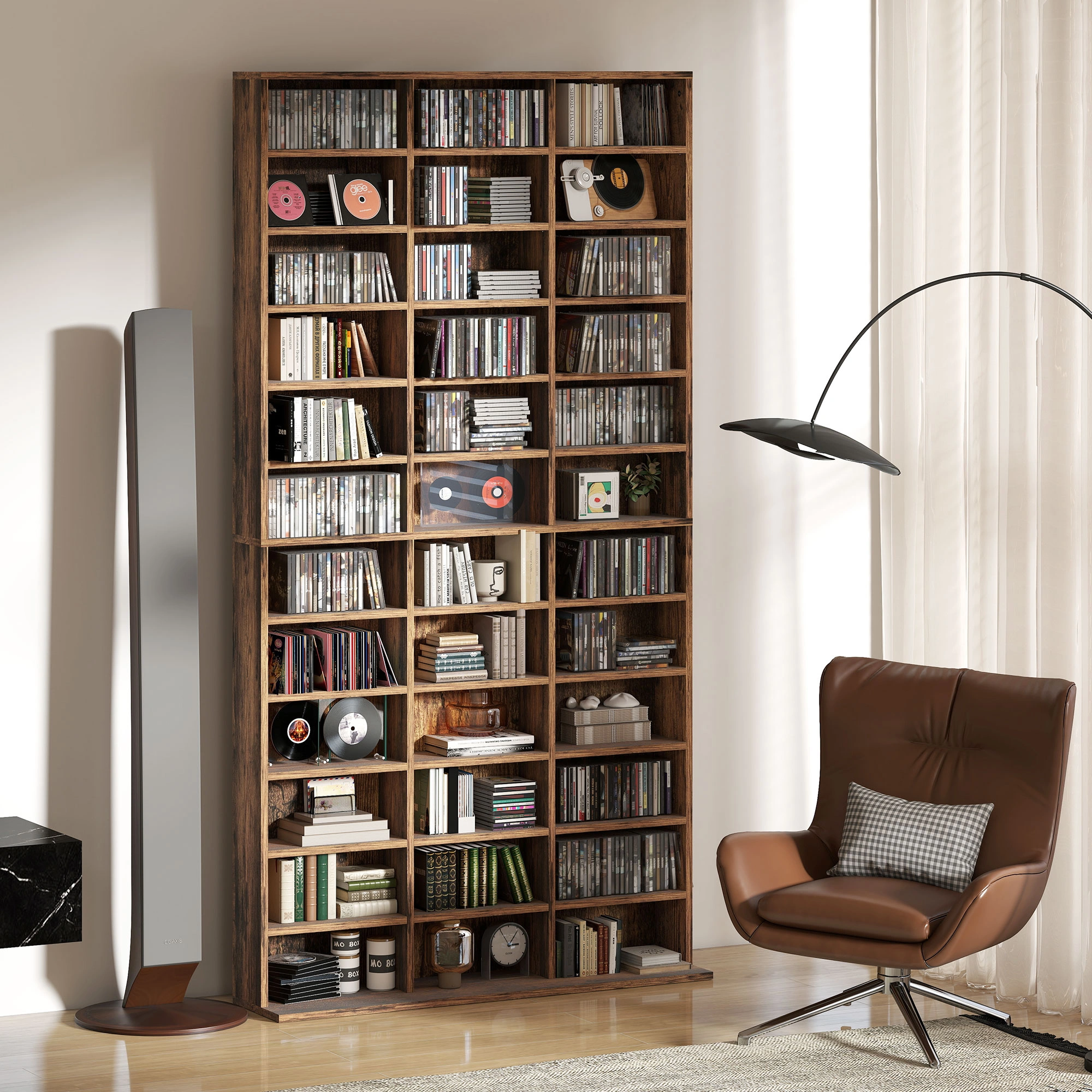 Industrial Bookshelf Storage Cabinet, 5-Tier Open Shelf Bookcase with Metal Frame, Multi-Layer Home Office Reading Rack, White