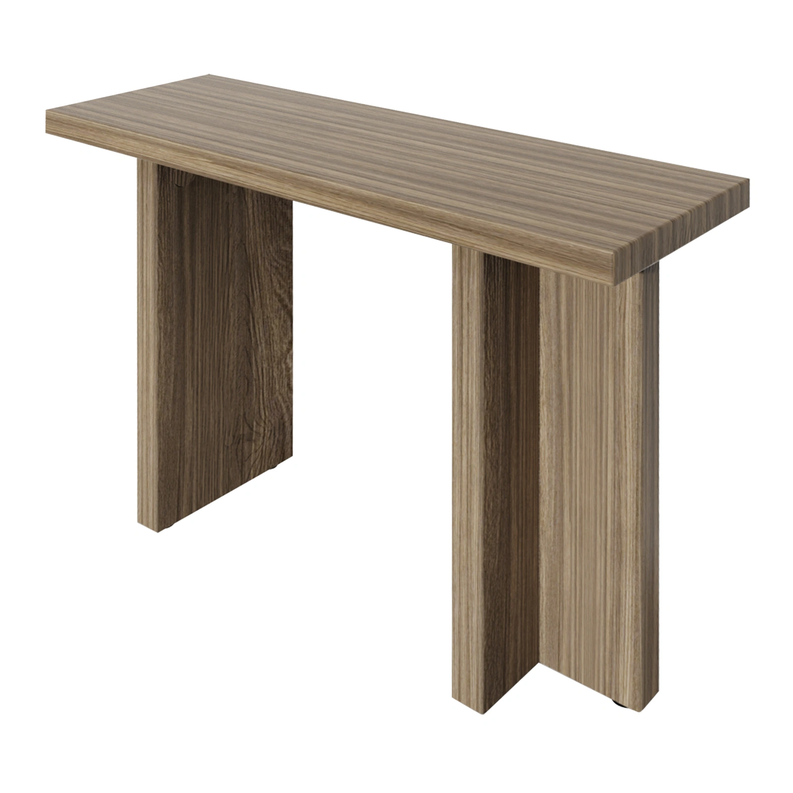 42 Inch Oak Finish Entryway Console Table - T-Leg MDF Table with 3D Paper Laminate, Narrow Table for Hallway Living Room