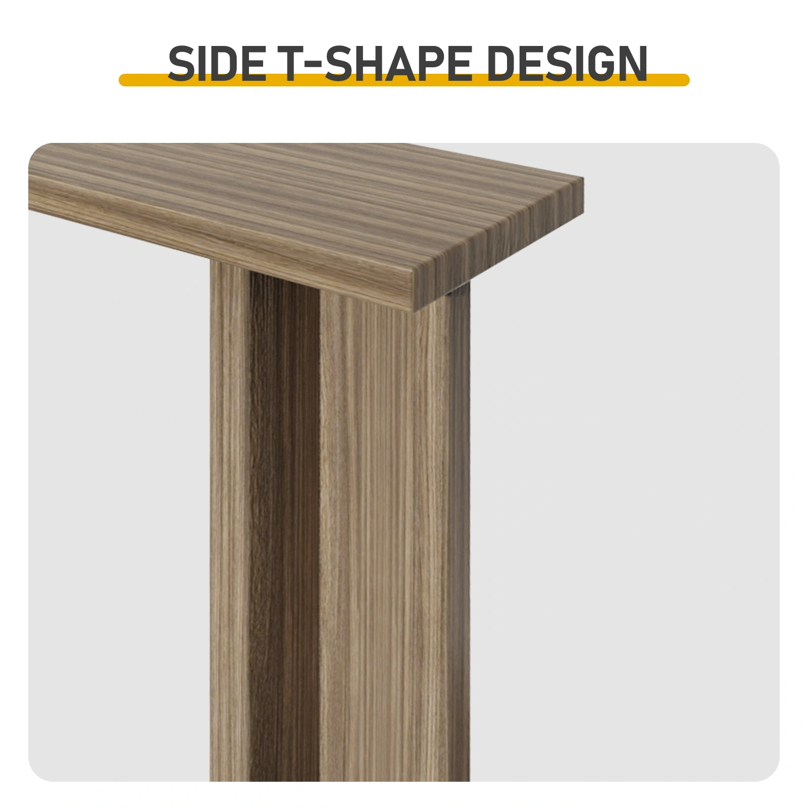 42 Inch Oak Finish Entryway Console Table - T-Leg MDF Table with 3D Paper Laminate, Narrow Table for Hallway Living Room view 2