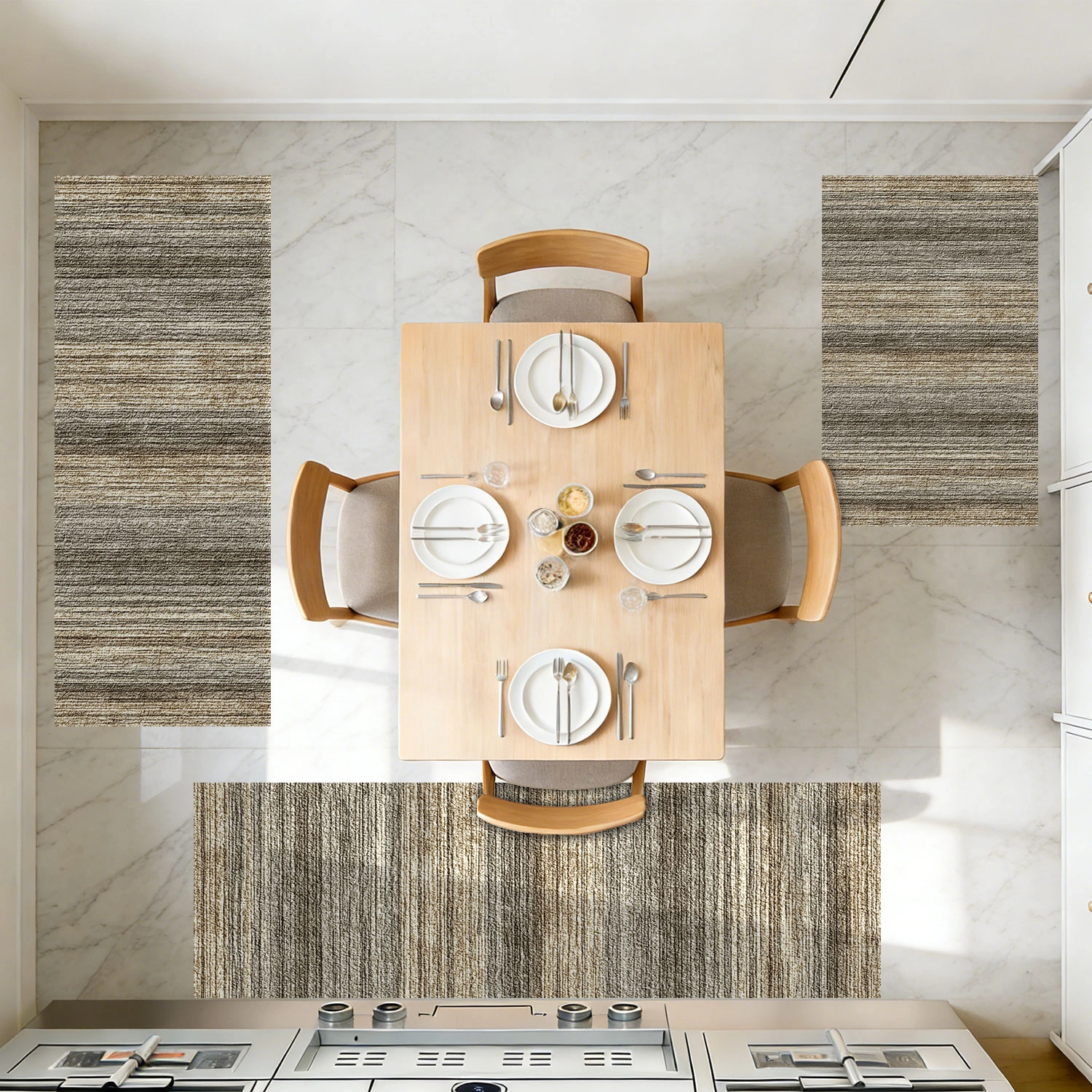 Three-piece kitchen rug set, non-slip and washable, abstract pattern kitchen hallway rug, soft and comfortable, suitable for sinks, floors, entrances, hallways and bathrooms. view 11
