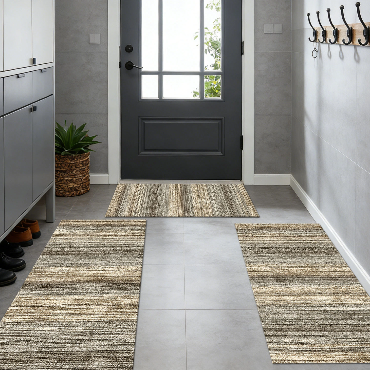 Three-piece kitchen rug set, non-slip and washable, abstract pattern kitchen hallway rug, soft and comfortable, suitable for sinks, floors, entrances, hallways and bathrooms. view 12