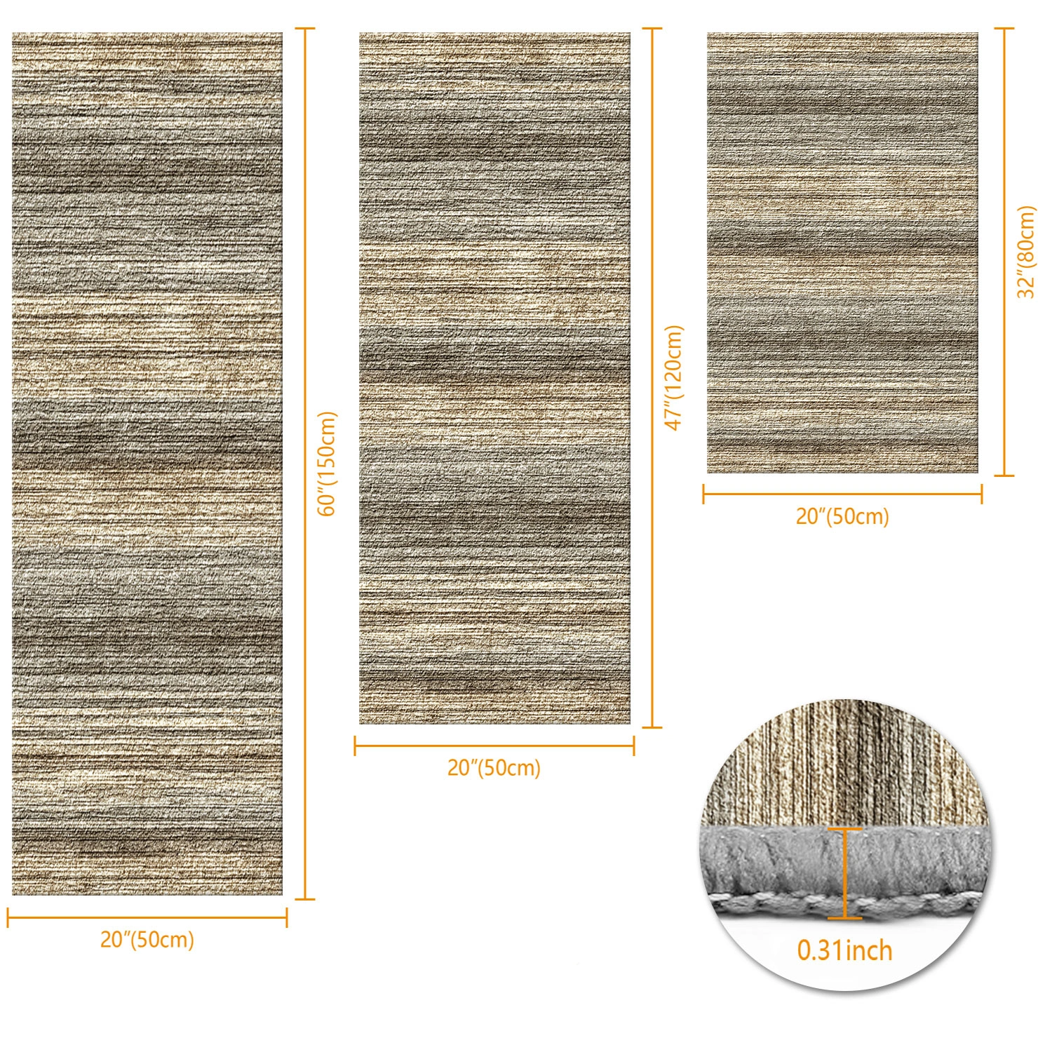 Three-piece kitchen rug set, non-slip and washable, abstract pattern kitchen hallway rug, soft and comfortable, suitable for sinks, floors, entrances, hallways and bathrooms. view 3