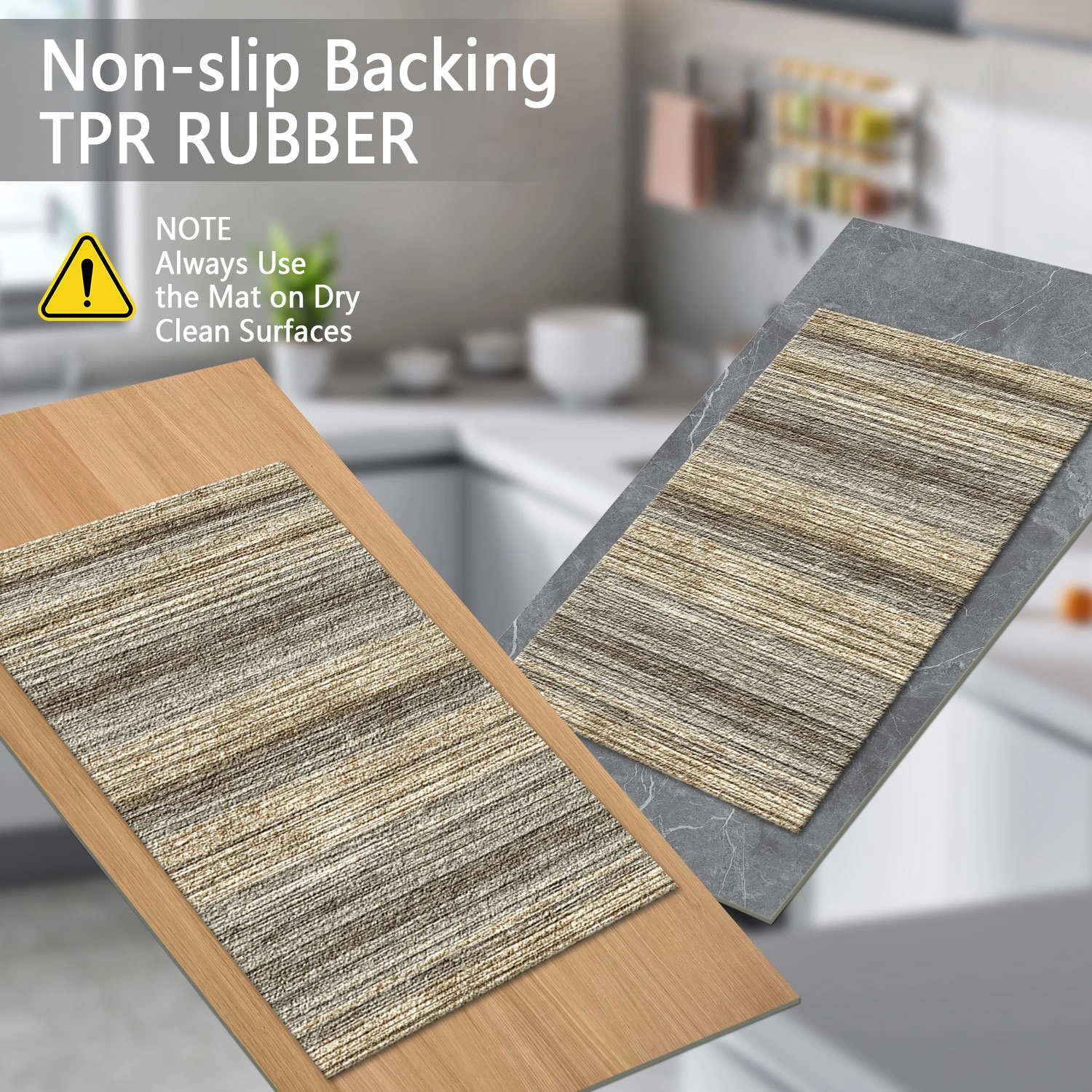 Three-piece kitchen rug set, non-slip and washable, abstract pattern kitchen hallway rug, soft and comfortable, suitable for sinks, floors, entrances, hallways and bathrooms. view 4