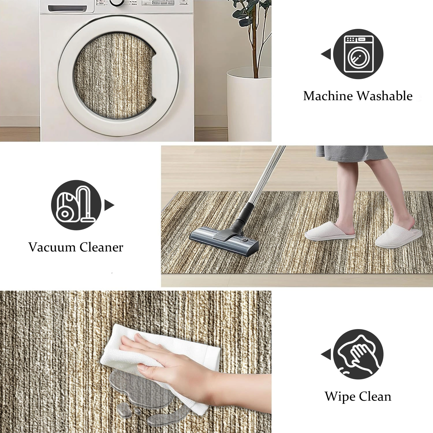 Three-piece kitchen rug set, non-slip and washable, abstract pattern kitchen hallway rug, soft and comfortable, suitable for sinks, floors, entrances, hallways and bathrooms. view 6