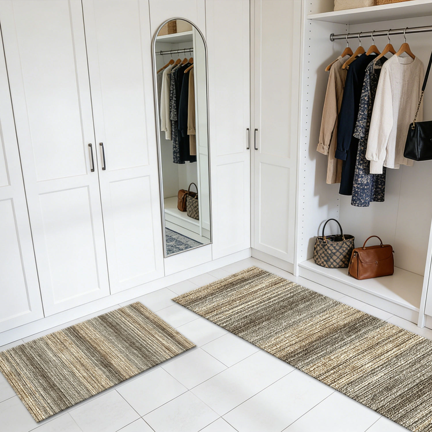 Three-piece kitchen rug set, non-slip and washable, abstract pattern kitchen hallway rug, soft and comfortable, suitable for sinks, floors, entrances, hallways and bathrooms. view 7