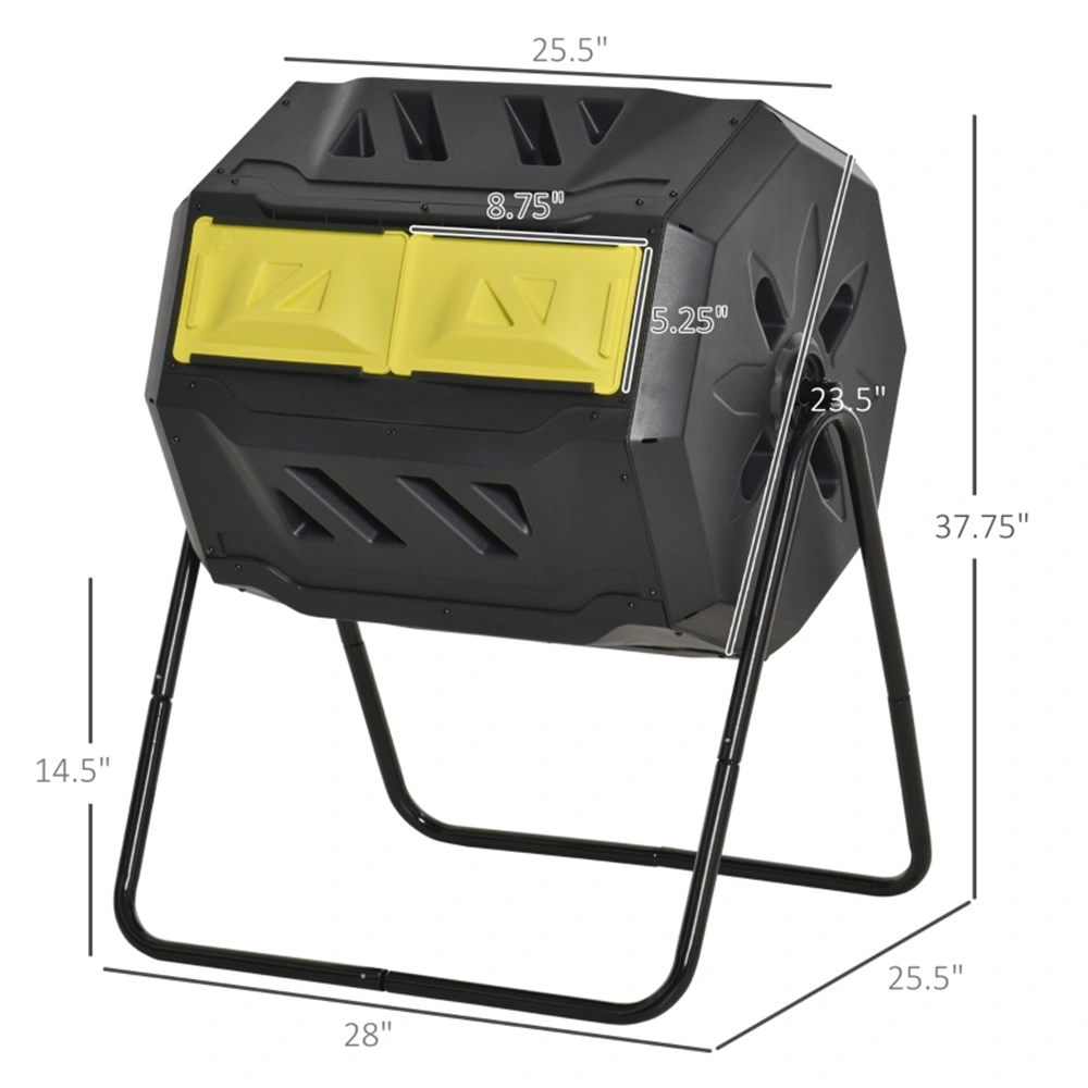 Vevor 160L Outdoor Tumbling Composter with Wheels - Dual Chamber Rotating Compost Bin, Cold Climate Kitchen Waste Recycler (Black) view 3