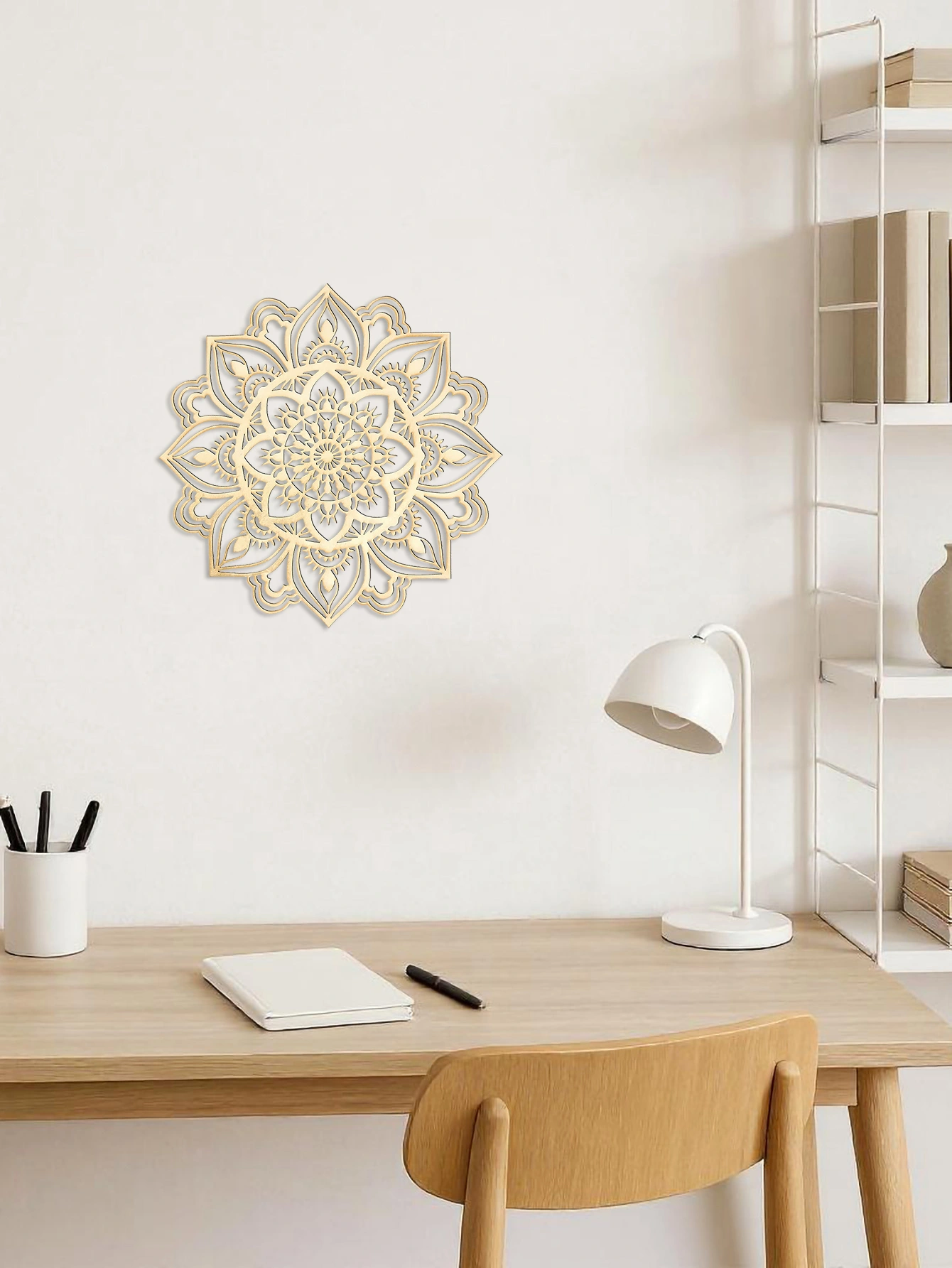 Moon Mandala Wall Art Hand-Hammered Metal Decor, Moroccan Indian Fusion Boho Hanging Art for Living Room Bedroom view 2