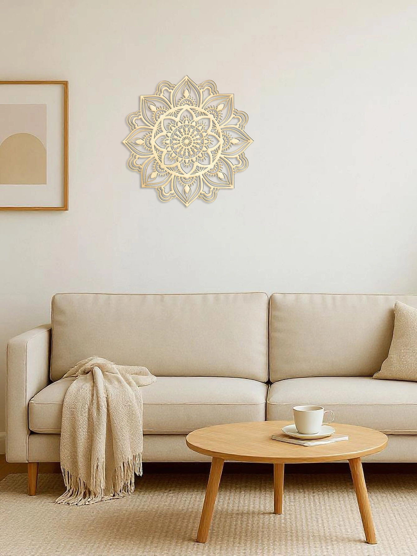Moon Mandala Wall Art Hand-Hammered Metal Decor, Moroccan Indian Fusion Boho Hanging Art for Living Room Bedroom view 3