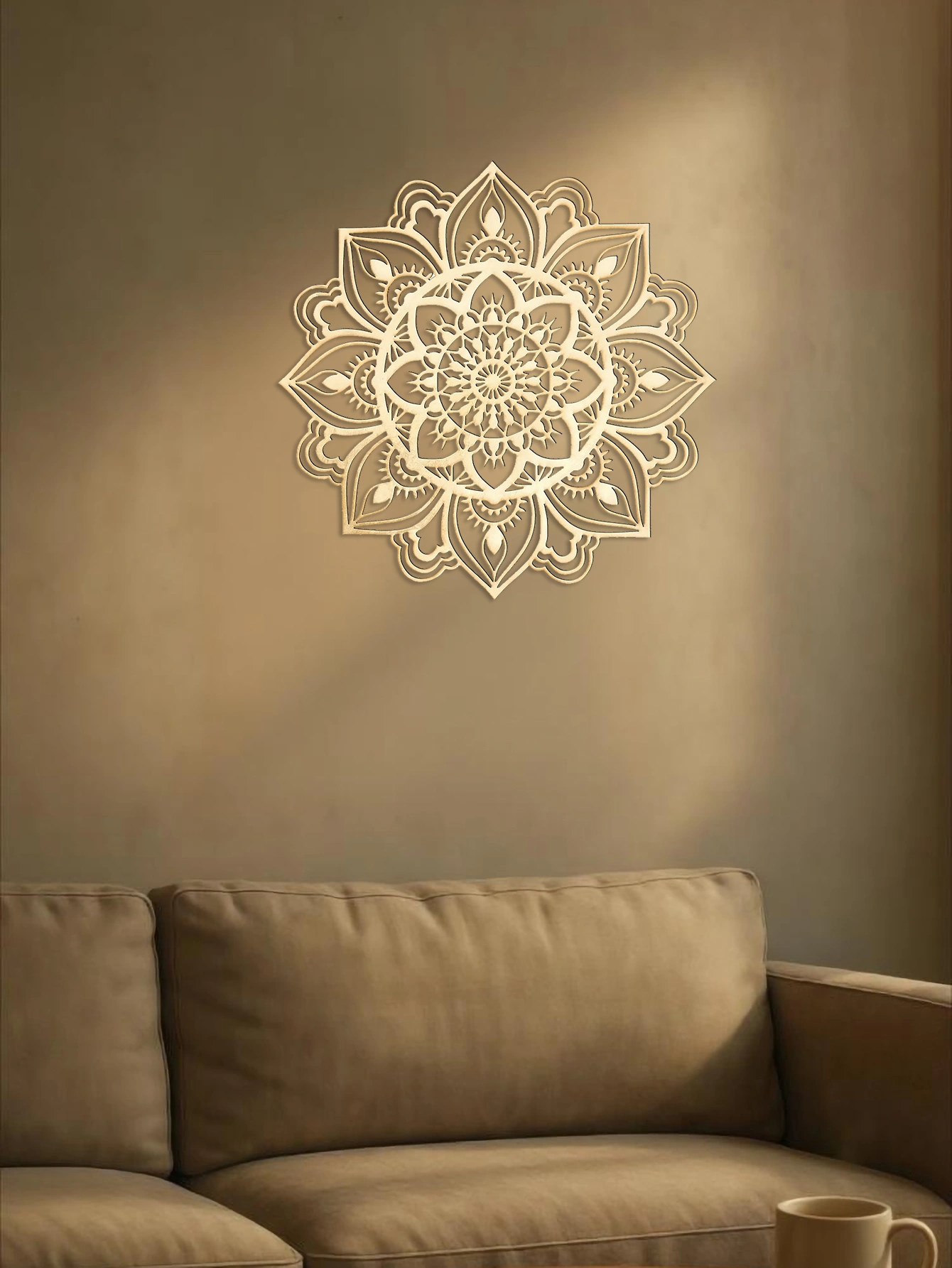Moon Mandala Wall Art Hand-Hammered Metal Decor, Moroccan Indian Fusion Boho Hanging Art for Living Room Bedroom view 4