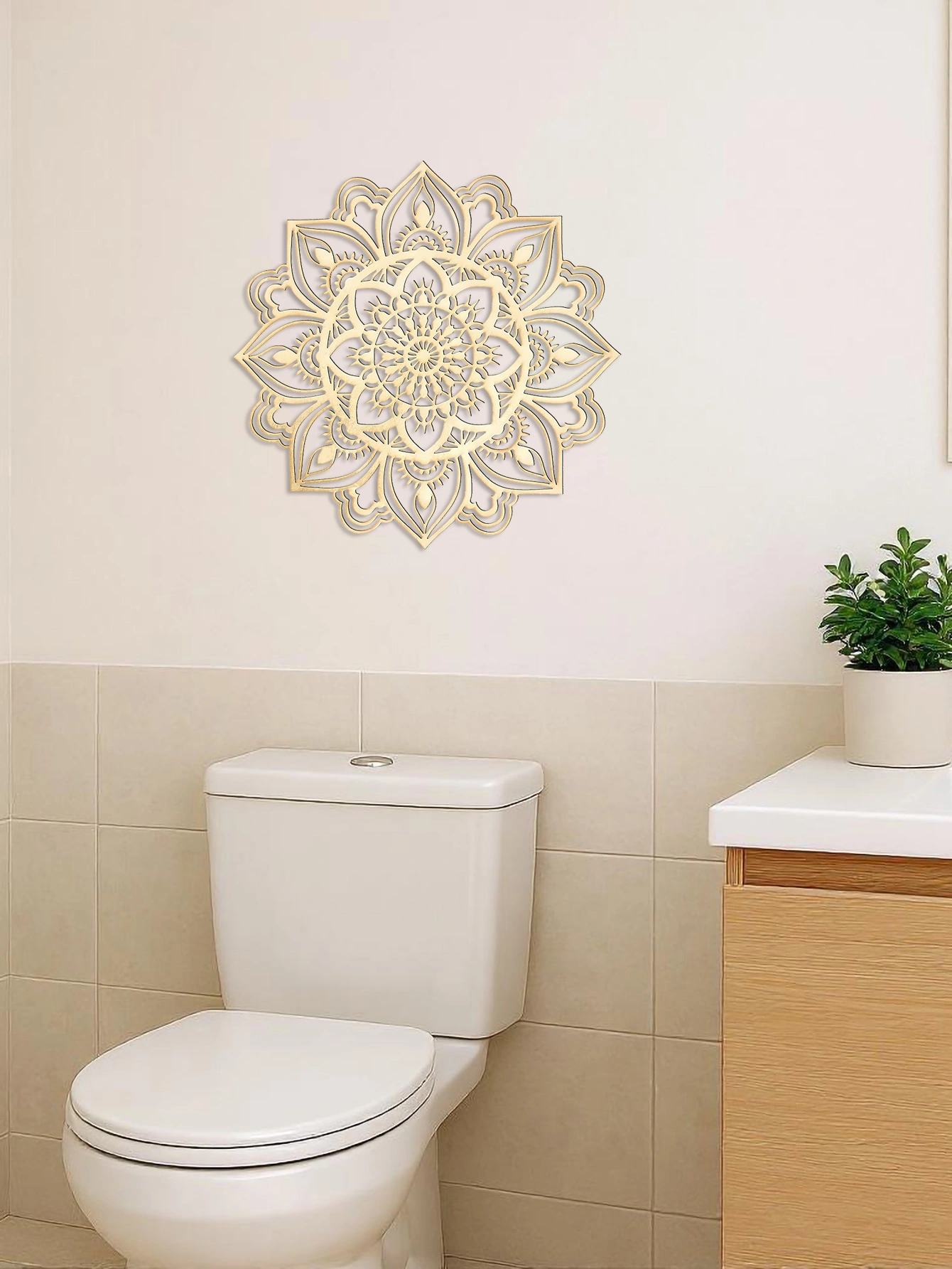 Moon Mandala Wall Art Hand-Hammered Metal Decor, Moroccan Indian Fusion Boho Hanging Art for Living Room Bedroom view 5