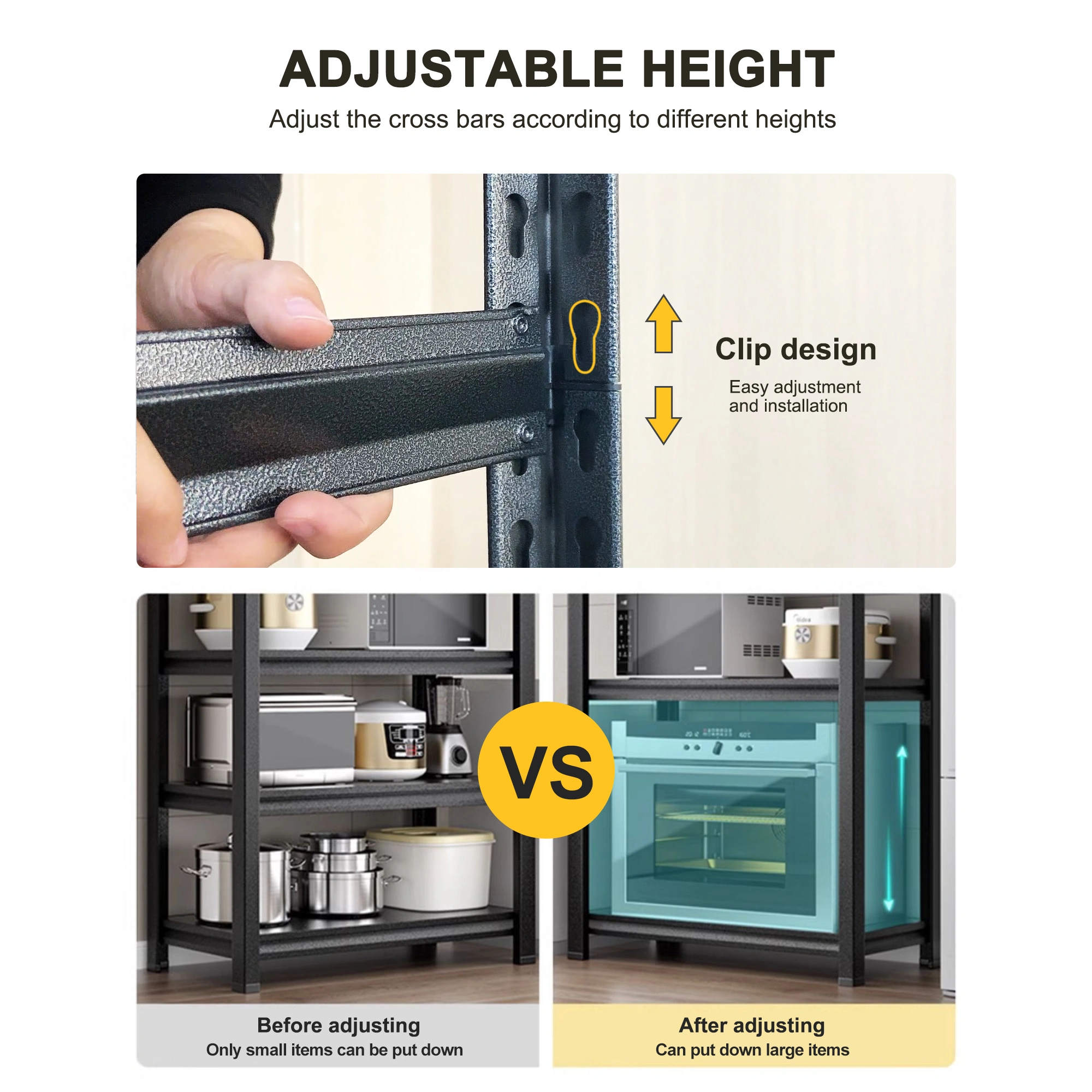 Heavy Duty Metal Shelving Unit 72"H x 47.2"W x 23.6"D, 5-Tier Adjustable Storage Rack for Kitchen & Garage view 5