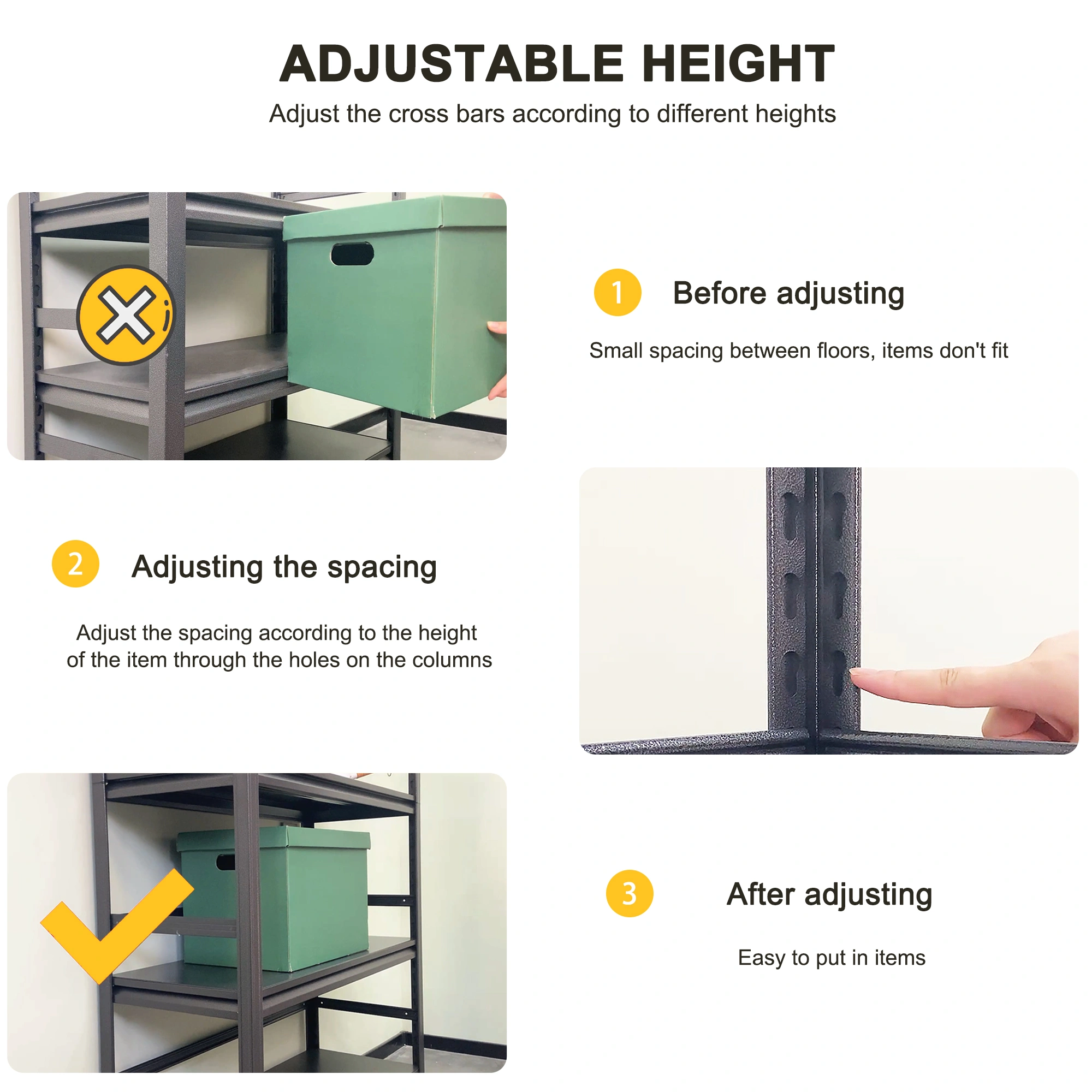 Heavy Duty Metal Shelving Unit 72"H x 47.2"W x 23.6"D, 5-Tier Adjustable Storage Rack for Kitchen & Garage view 6