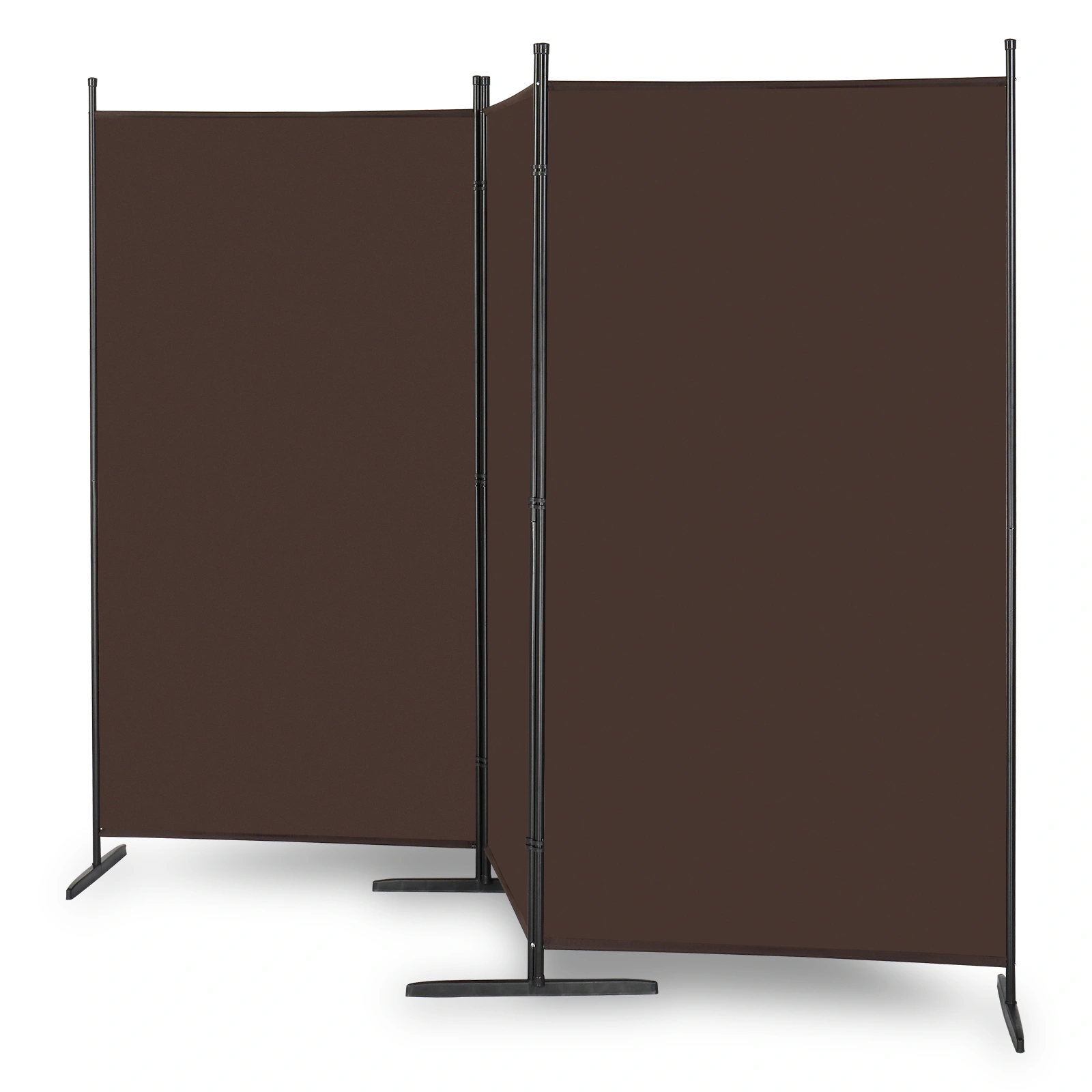 6FT Trifold Room Divider Screen, 130g Polyester, Carbon Steel Frame, Foldable Portable Privacy Divider with Plastic Feet, Brown view 2