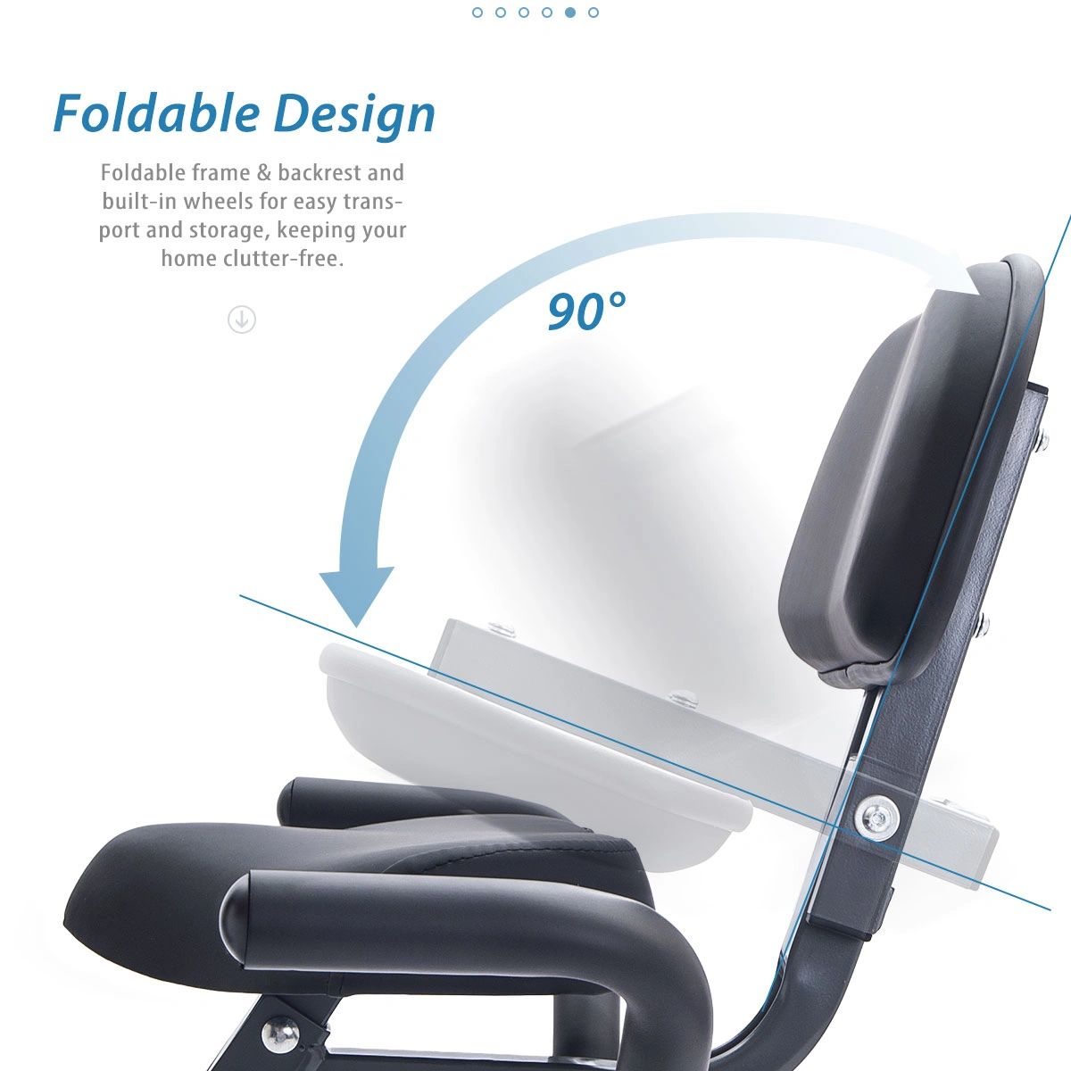 Folding Exercise Bike, Fitness Upright and Recumbent with 16-Level Adjustable Resistance, Arm Bands and Backrest view 17