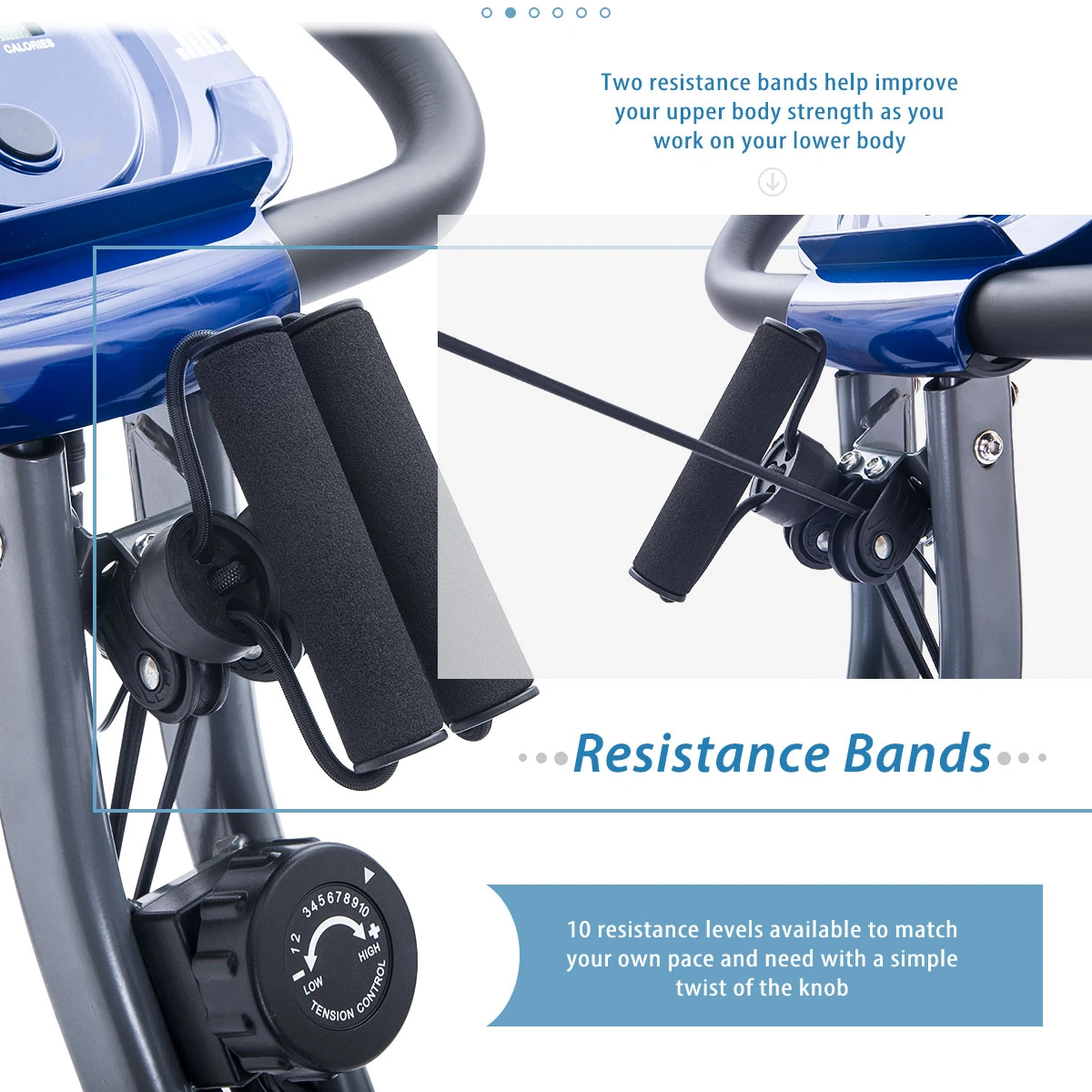 Folding Exercise Bike, Fitness Upright and Recumbent with 16-Level Adjustable Resistance, Arm Bands and Backrest view 18