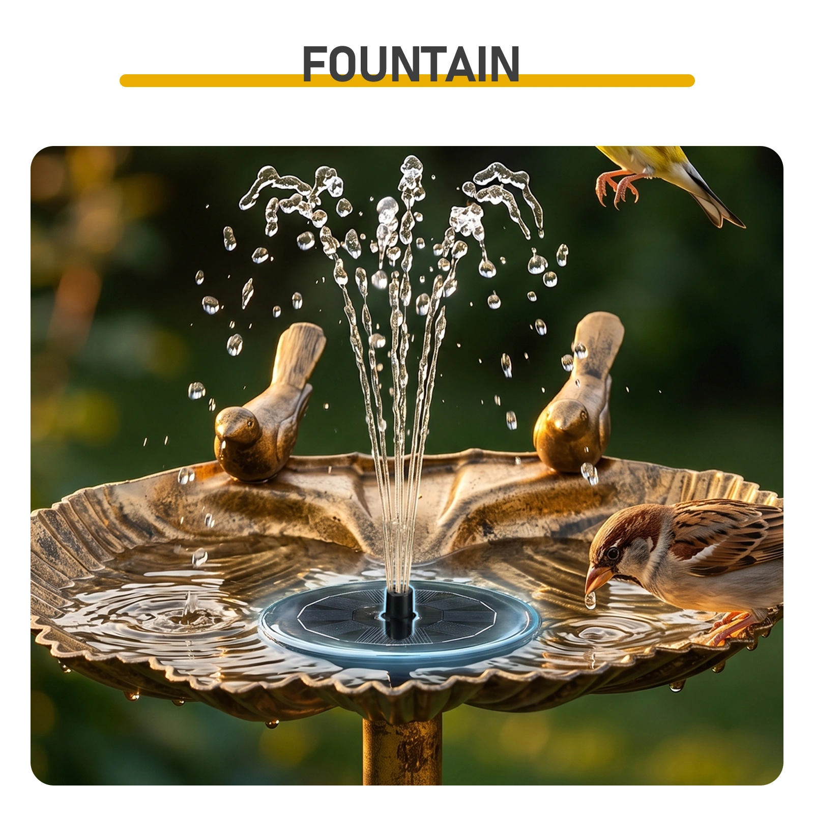 50*36*81cm Antique Bronze Resin Bird Bath With Shell Edge & 1.4W Solar Fountain view 9