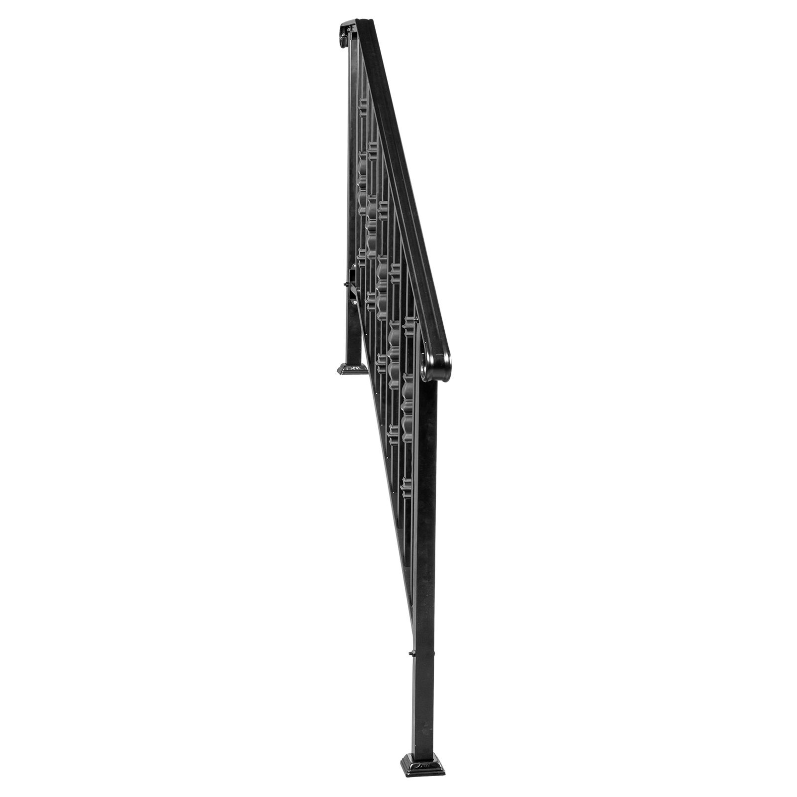 Matte Black Outdoor Iron Handrail - 4 Level Stairs Railing view 20