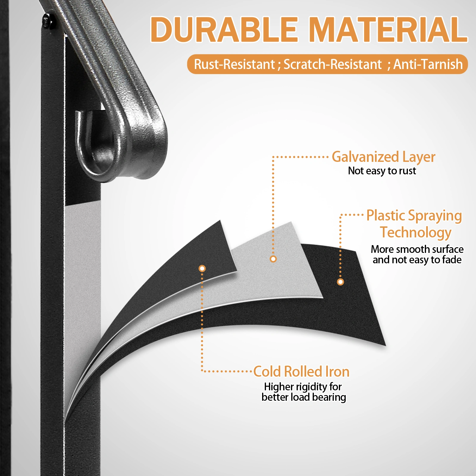 Matte Black Outdoor Iron Handrail - 4 Level Stairs Railing view 5
